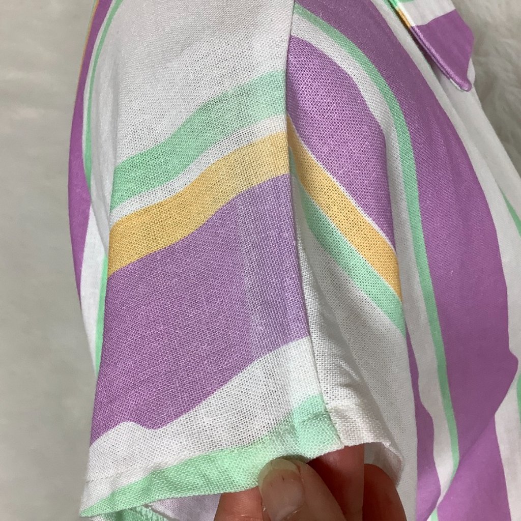 Laagam White, Yellow, Green, Purple Stripe Agosto Linen Blend Dress Nwt Flawed L — image 6 of 8